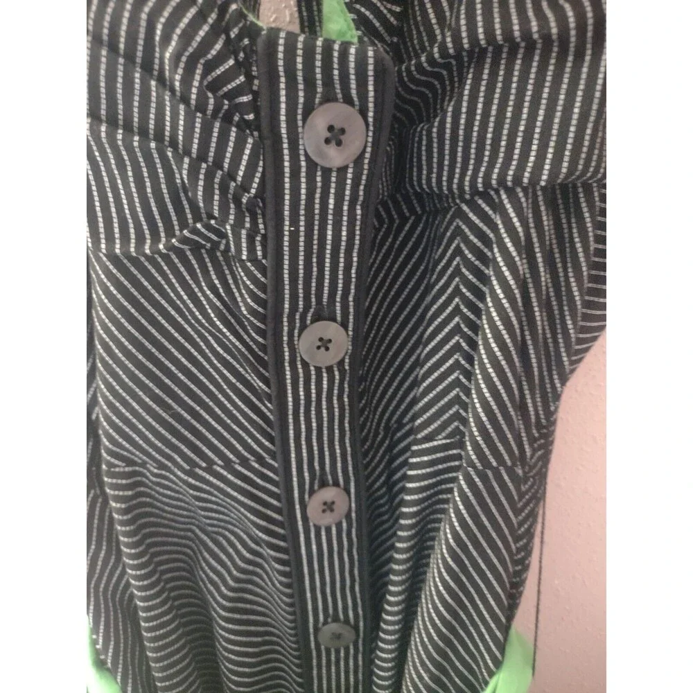 Anthropologie Maeve Black White Striped Button Tie Waist Midi Size 8 - Picture 3 of 13